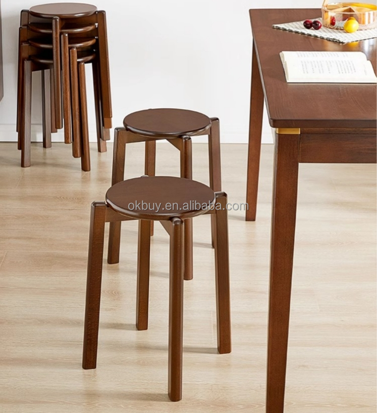 solid wood round side dining stool