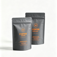 Sachet de café personnalisé en gros, pochette transparente à fermeture éclair, thermoscellable, refermable, pour emballage alimentaire