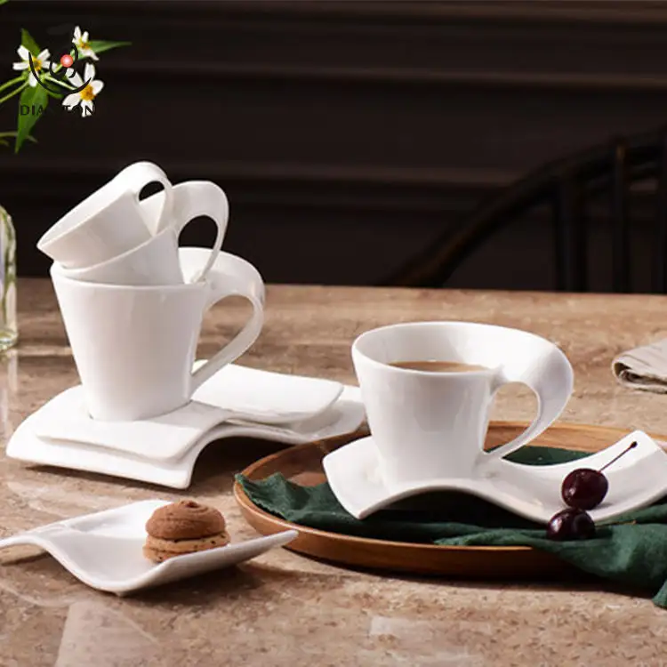 Tasse à expresso personnalisée en céramique pour restaurant de mariage 200ml avec logo Tasse à thé et soucoupe en porcelaine Tasse à café cappuccino lot de 6