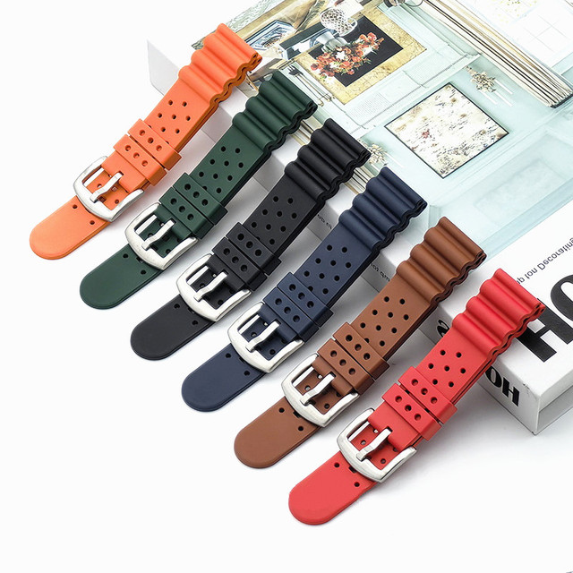 Wholesale Factory Outlet Luxury Sport Wrist Watch Strap FKM Rubber 18mm 20mm 22mm Buckle Watch Band Replacement for Casio