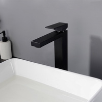 Robinet de lavabo noir en laiton de haute qualité à montage sur comptoir, 1 poignée, avec cartouche en céramique, style cascade, vente en gros d'usine