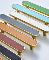 Poignées de meuble modernes en laiton massif avec poignée en cuir, couleurs vert, gris, rose, marron, blanc, noir – Offre spéciale