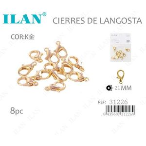 Chiusure a Moschettone Ilan 21mm in Oro K, 8 Pezzi, Accessori per Gioielli - Product Image 2