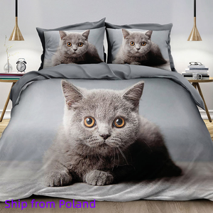 Juego de Sábanas de 3 Piezas con Funda Nórdica y Funda de Almohada, Diseño Animal Lavable y Ecológico, Impresión Digital 3D de Gato, Envío Inmediato desde Europa - Product Image 6