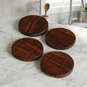 Posavasos Redondos de Madera, Diseño Moderno, Antideslizantes, para Decoración de Mesa de Comedor, Ecológicos, para Decoración del Hogar - Product Image 1