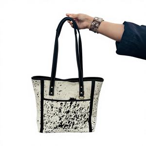 Sac fourre-tout tendance en cuir avec fourrure pour femme, broderie, fermeture éclair, mode été-automne, sac à main de luxe en cuir de vachette et fourrure LHTB-0069 - Product Image 1