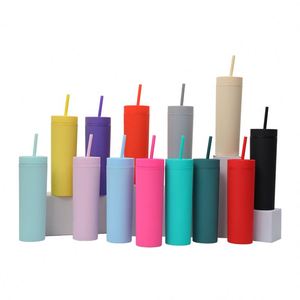 Factory Hotsale 16oz Customized Slim Double Wall <b>Plastic</b> Reusable Tumbler <b>Cups</b> with Straw - Product Image 1
