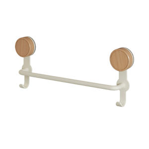 Porte-serviettes minimaliste à fixation par ventouse avec crochets, solution de rangement en métal pour serviettes sèches et humides, design auto-adhésif - Product Image 4