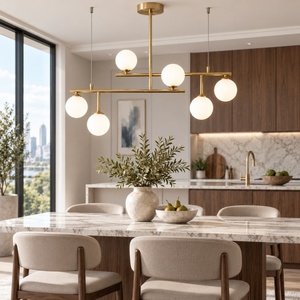 Lampadario <span class=keywords><strong>a</strong></span> <span class=keywords><strong>sospensione</strong></span> nordico asimmetrico in acciaio con sfere in vetro smerigliato <span class=keywords><strong>a</strong></span> 3/6 luci, stile Mid-Century, <span class=keywords><strong>per</strong></span> soggiorno - Vendita all'ingrosso - Product Image 5