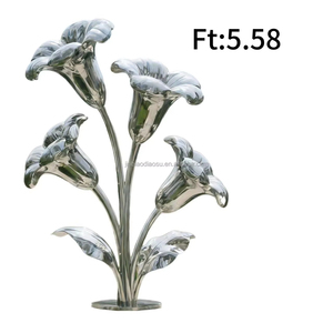 Esculturas Personalizadas de Flor de <span class=keywords><strong>Trompeta</strong></span>/Gloria de la Mañana en Acero Inoxidable, Decoración de Paisajes Exteriores, Adornos con Impresión Digital y Fundición - Product Image 2