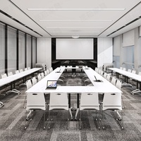 HYZ-253X Table de conférence et de formation moderne pliable et combinable, roulettes mobiles, matériau en bambou, capacité de 20 personnes pour le bureau