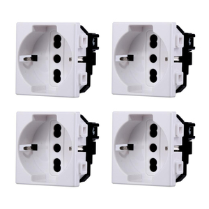 Prise murale Gloca Schuko 2P+T 10/16A 230V en plastique, ensemble de 4 prises standard avec mise à la terre - Product Image 1