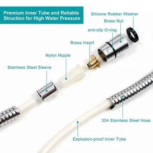 Yüksek kalite Modern 1.5m krom paslanmaz çelik el duş başlığı hortum ile G1/2 evrensel pirinç ekleme ve somun