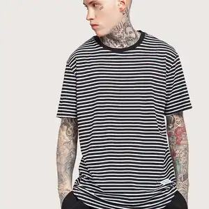 Уличная одежда, новейший дизайн для мужчин, тонкие черные белые полосатые футболки