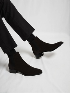 Stivaletto da Uomo Chelsea Artigianale Personalizzato in Pelle Scamosciata Casual Piatto alla Caviglia - Product Image 2