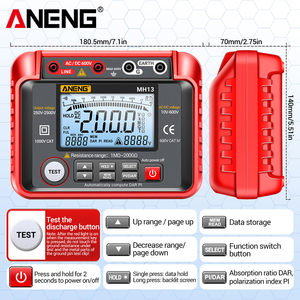 ANENG Multímetro Digital MH13 Ohm Tester Alta Tensão 2000 Contagem Resistência Medidor Isolamento Terra Megohmmeter Ferramenta 1 Ano IP65 - Product Image 4