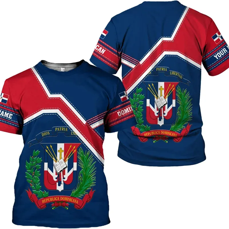 Heren T-Shirt Dominicaanse Republiek Vlag Gratis Aangepaste Naam T-Shirts Mode Casual Tees Veelzijdige O-hals Heren Top Drop Shipping