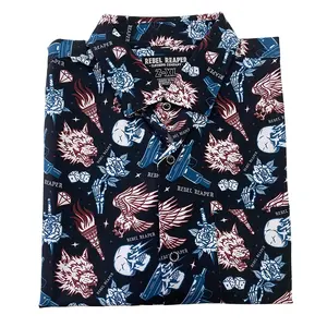 Chemises de plage en coton haut de gamme à manches courtes et motif imprimé personnalisé pour hommes, grandes et grandes chemises de plage de style hawaïen