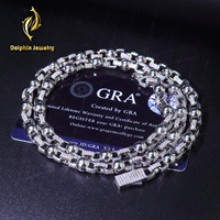 Pendentif Moissanite Personnalisé, Collier Chaîne Entrelacée avec Boule Givrée, Micro-Pavé Moissanite, Bijoux Hip Hop de Luxe pour la Vente en Gros
