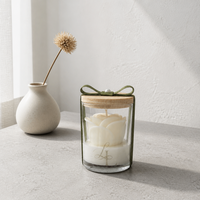 S-Größe Rosenduftkerze Weißweinrote Blumenförmige Kunst-Aromatherapiekerze mit Band für Firmengeschenke und kleine Geschenke