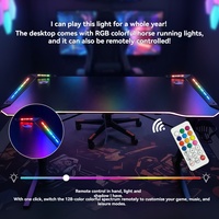 Table de jeu GEDO avec plateau en fibre de carbone, éclairage ambiant RGB, pieds en acier carbone en forme de Z, E-Sports, 15 mm, bureau d'ordinateur pour jeux