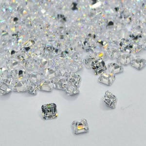 Princess Square Asscher Cut Cubic Zirconia Gemstone White For Jewelry Making Synthetic Lab Created Polished Iridescent - Product Image 2