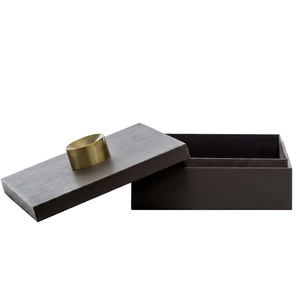 Caja de Madera Gris Oscuro Mate Hecha a Mano al por Mayor de Fábrica, Caja de Almacenamiento Rectangular Moderna con Tapa, Decorativa, Gris Pizarra Oscuro Mate - Product Image 1