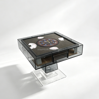 Table de poker automatique électrique de luxe personnalisée avec cadre carré en acrylique pour 4 joueurs, idéale pour les jeux de cartes en famille