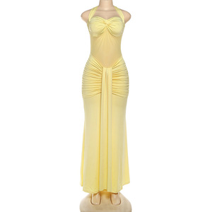 K25D76693 Nuovo <span class=keywords><strong>Abito</strong></span> <span class=keywords><strong>Lungo</strong></span> Estivo 2026 da Donna con <span class=keywords><strong>Scollo</strong></span> all'Americana, Allacciatura, Tinta Unita, in Rete Trasparente, Sexy, Modello a Tubino - Product Image 6
