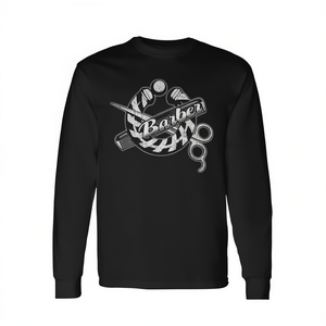 Camiseta de manga larga con diseño de poste de barbero y tijeras - Product Image 2