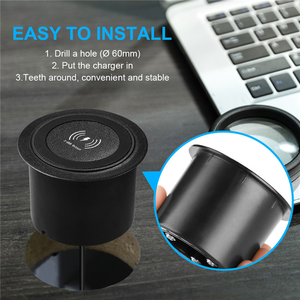 Producto de tendencia, escritorio de mesa integrado, cargador inalámbrico oculto para muebles de cafetería con 2 puertos USB retráctiles adicionales emergentes - Product Image 3