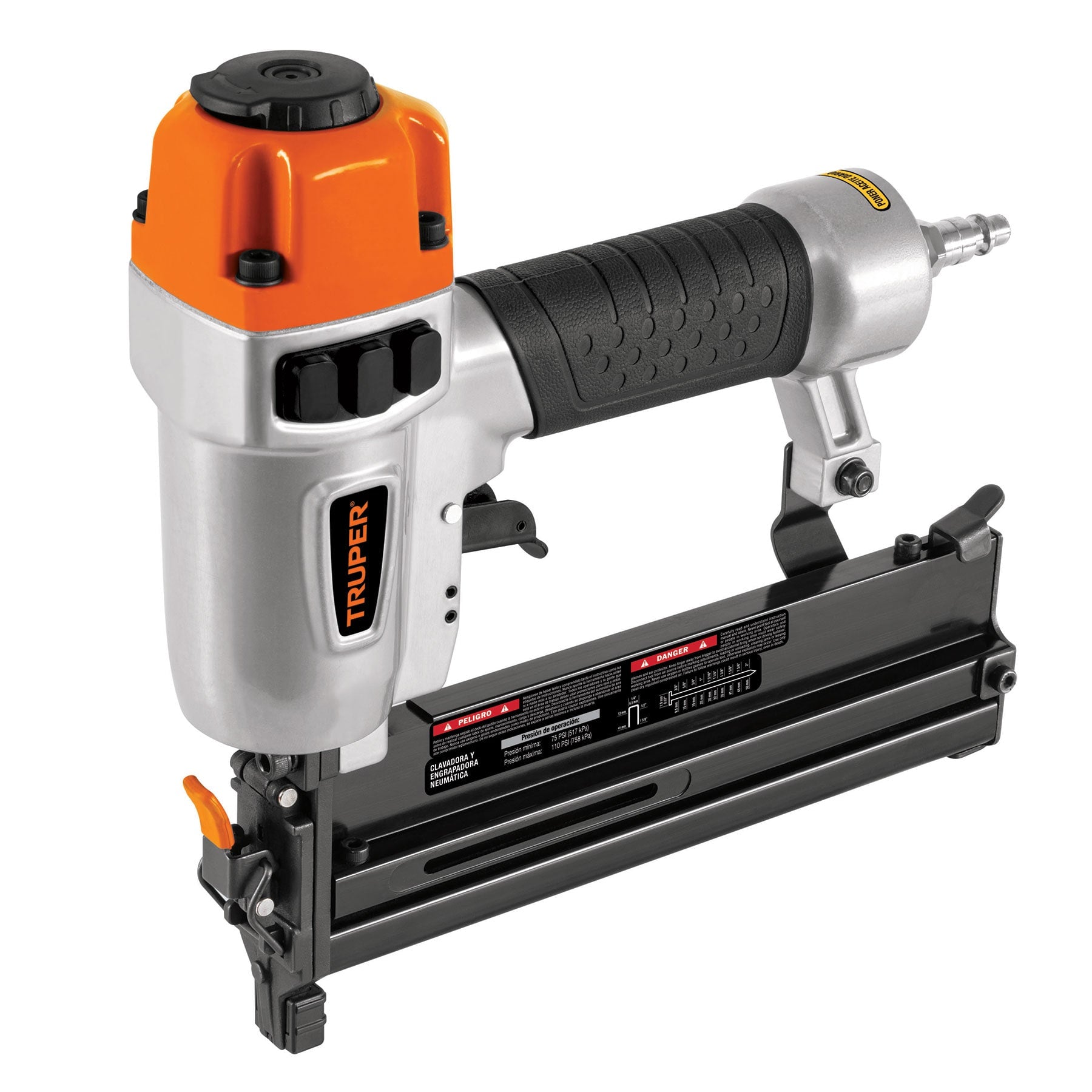 Truper CLNE-18E Professional 18-Gauge Pneumatic Coil Nailer and Stapler for Pallet Applications Durable Aluminium Material