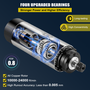 มอเตอร์แกนหมุน CNC ระบายความร้อนด้วยอากาศ ER11 65 มม. 0.8KW สำหรับงานกัดซีเอ็นซี ขายส่ง B2B ราคาพิเศษ ขายส่งจำนวนมาก ความเร็วสูง - Product Image 2