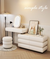 Coiffeuse moderne en bois noir de luxe avec miroir LED, grande commode de rangement pour chambre à coucher, vente en gros pour la maison