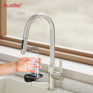 de copa de un agujero Negro mate Acero inoxidable Pulverizador extraíble Fregadero Grifo de cocina con enjuagador de vidrio - Product Image 3