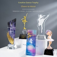 Trophée de danse créatif et écologique en résine cristalline, haut de gamme, imprimé UV personnalisé pour les concours de danse classique et de danse latine pour enfants