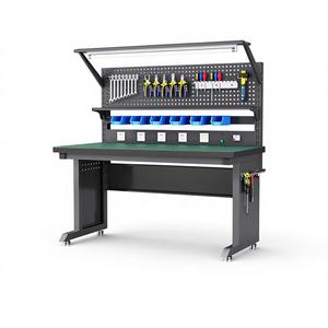 Table de travail antistatique en acier avec éclairage pour atelier d'usine, idéale pour la maintenance et la réparation électronique, convient également pour la cuisine et la salle de bain - Product Image 1