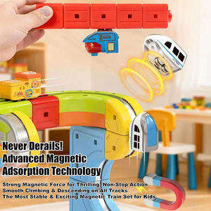 Набор магнитных строительных блоков EPT Magnetic Track Car, развивающая игрушка Монтессори, красочный магнитный левитирующий поезд - Product Image 6