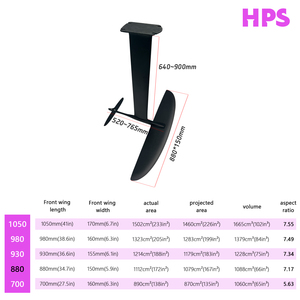 ฟอยล์ไฮโดรฟอยล์ HPS 880 ประสิทธิภาพสูง คาร์บอนไฮโดรฟอยล์บอร์ด 1079 ตารางเซนติเมตร ปีกหน้า WingFoil สำหรับเล่น Sup Surfing Foiling ไฮโดรฟอยล์ JFS HPS 880 JFS-Axis - Product Image 4