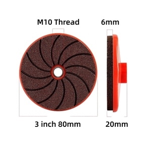 M10スパイラルインターフェース80mm 3インチ研磨パッド ウェット＆ドライバフディスク 研磨材 大理石、金属、ガラス研磨用 - Product Image 2