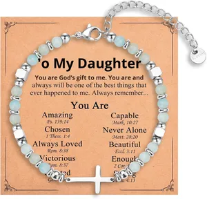 Pulsera <span class=keywords><strong>de</strong></span> cuentas <span class=keywords><strong>de</strong></span> piedra natural <span class=keywords><strong>de</strong></span> 6 mm con cruz religiosa <span class=keywords><strong>de</strong></span> amazonita y acero inoxidable, <span class=keywords><strong>regalo</strong></span> <span class=keywords><strong>de</strong></span> joyería. - Product Image 6