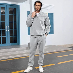 Setelan Olahraga 2 Potong untuk Pria: Hoodie Berlapis Fleece dengan Resleting 1/4 dan Celana Jogger dengan Manset Elastis untuk Gym, Lari, dan Latihan. - Product Image 5
