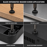 Vis autotaraudeuses M3 M4 M5 noires à tête cylindrique Phillips PWA avec rondelle pour l'assemblage de boîtiers d'ordinateurs et d'électronique