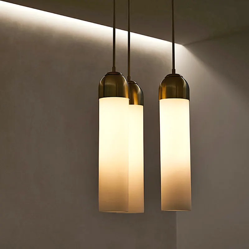 Lampu Gantung Silinder Kaca Mewah Dapur Gaya Nordic Modern