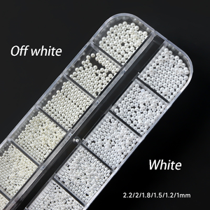 नए नाखून कला मोती 12 ग्रिड्स 6 आकार 2 रंग मोती नाखून कला गहने लंबे स्ट्रिप बॉक्स मोती सेट नाखून आकर्षण - Product Image 2