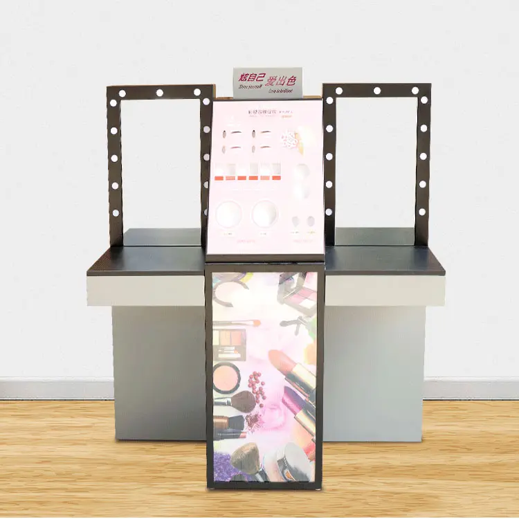 cosmetic display stand with mirror display stand for cosmetics sets cosmetics display gondola furniture for makeup presentation