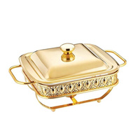 Meilleur Ensemble de Vaisselle Doré Chauffant au Combustible pour Hôtel, Chauffe-Plat en Acier Inoxydable, Marmite à Soupe Chaude, Boîte à Chapatis, Ustensiles de Cuisine, Plat à Chafing