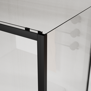 Cabina de ducha negra de diseño moderno, lavabo de ducha de cristal, puerta corredera de ducha - Product Image 5