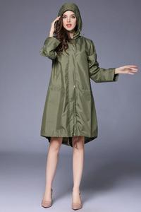 Chaqueta Cortavientos QY, Impermeable, Larga, para <span class=keywords><strong>Mujer</strong></span> y Hombre, Ligera - Product Image 5