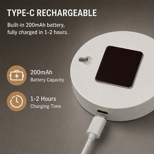 Lampe murale magnétique rechargeable à LED blanc chaud avec détecteur de mouvement rond pour chambre à coucher, placard, armoire - Product Image 5